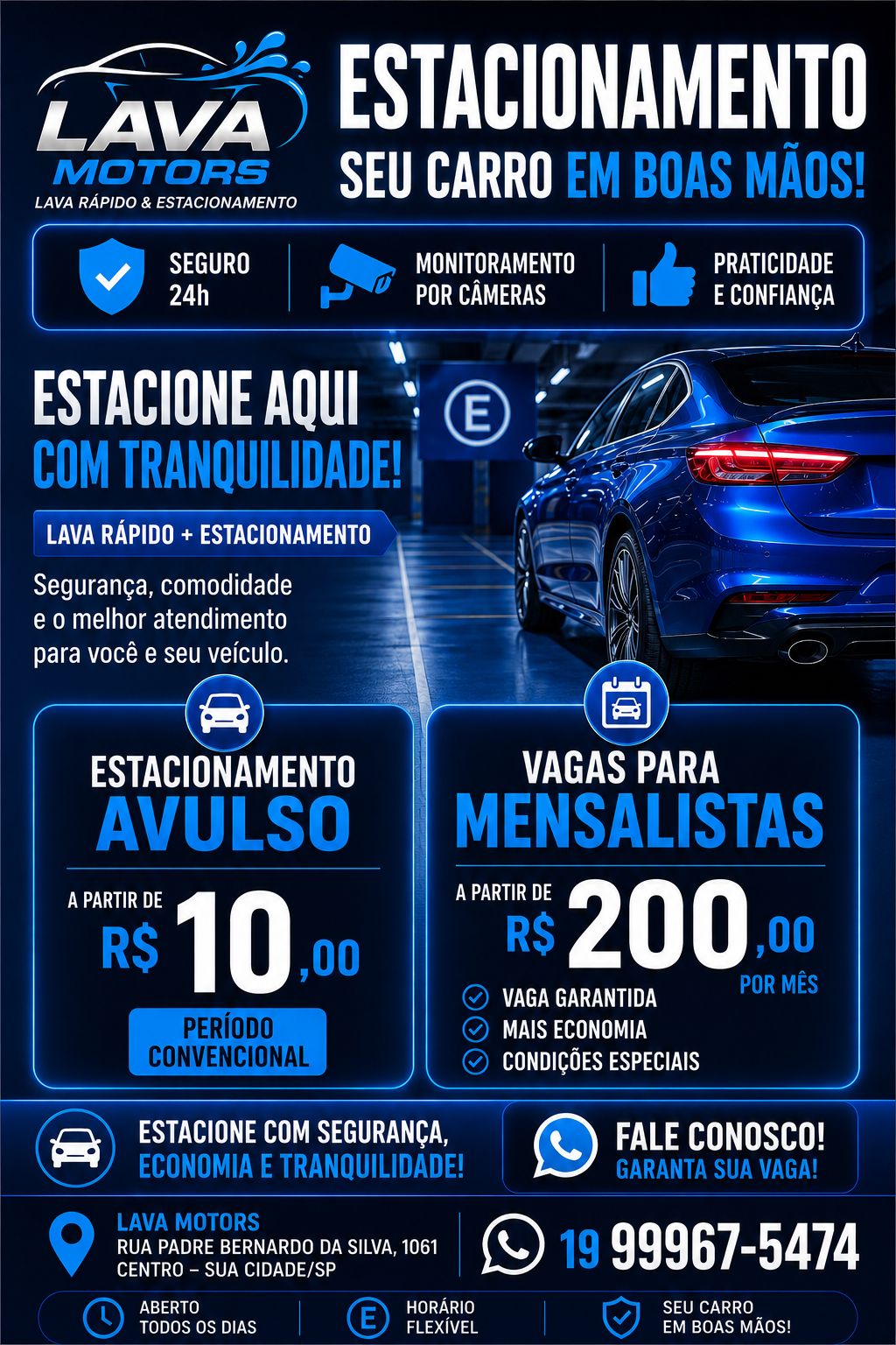 Tabela Oficial Estacionamento Lava Motors